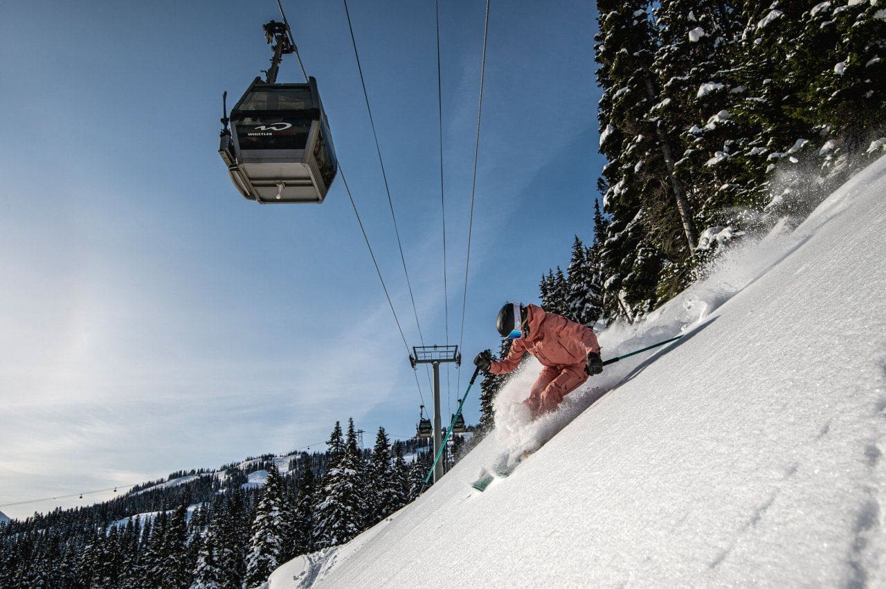 A cable car in Whistler in spring